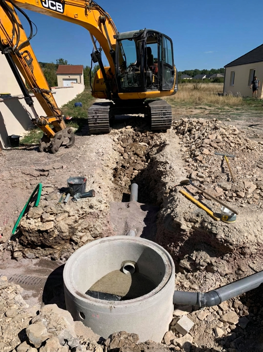 Réseaux & gestion des eaux pluviales — chantier réalisé par l'entreprise Godot en Côte-d'Or